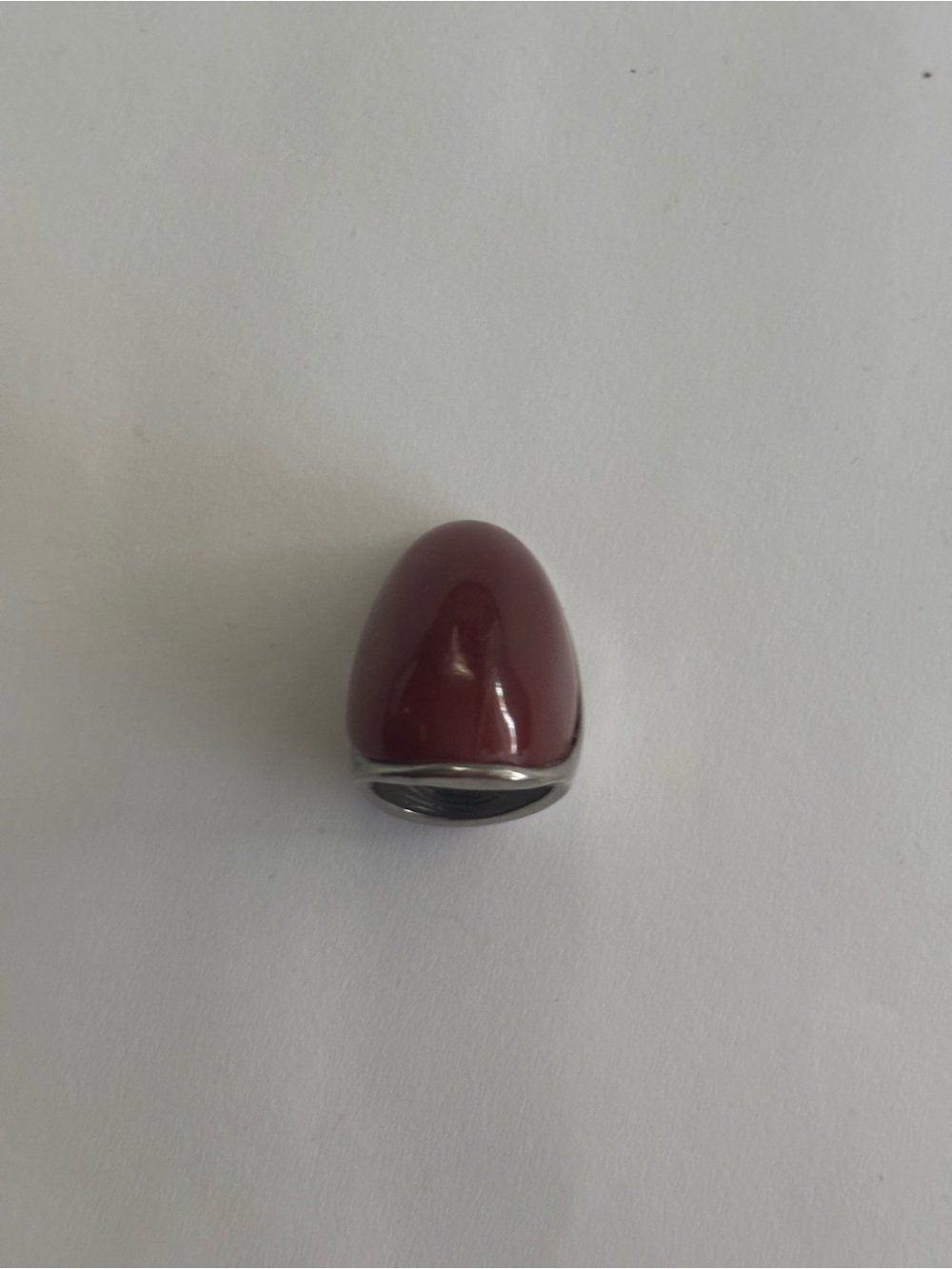 Source Unknown Burgundy Dome Ring with Silver Band